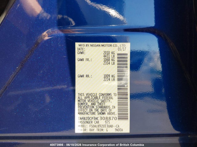 Nissan Leaf 2017 1N4BZ0CP3HC308870 Image 9