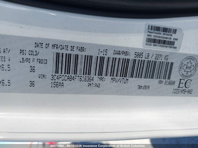 Dodge JOURNEY SE 2015 3C4PDCAB4FT616364 Image 9