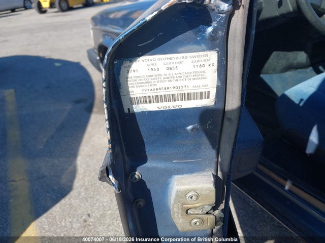 40074007 :رقم المزاد ، YV1AX8850M1908036 vin ، 1991 Volvo 240 مزاد بيع