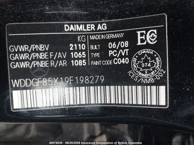 Продаж на аукціоні авто 2009 Mercedes-benz C 230 4matic, vin: WDDGF85X19F198279, номер лоту: 40074035