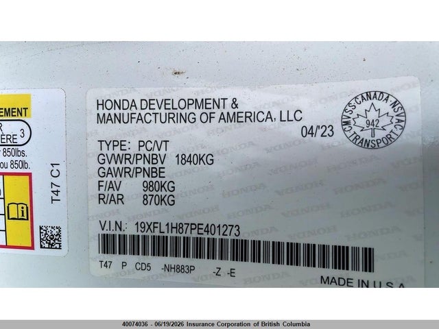 Honda Civic 2023 19XFL1H87PE401273 Image 13