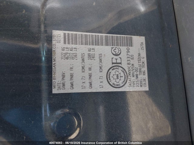 Nissan Rogue 2015 5N1AT2MVXFC833790 Image 9