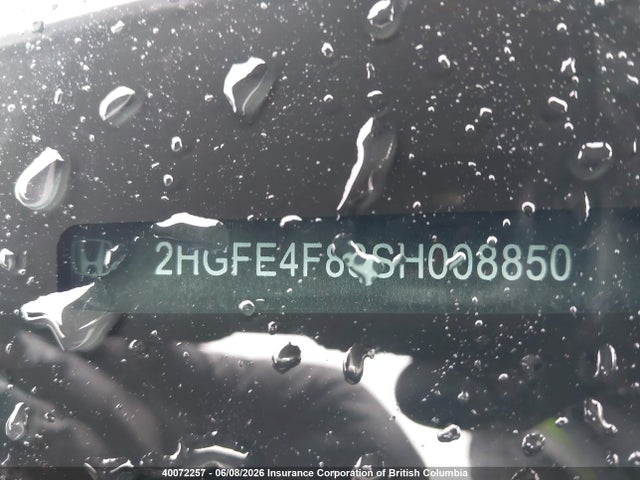 2025 Honda Civic Sport/sport Touring მანქანა იყიდება აუქციონზე, vin: 2HGFE4F88SH008850, აუქციონის ნომერი: 40072257
