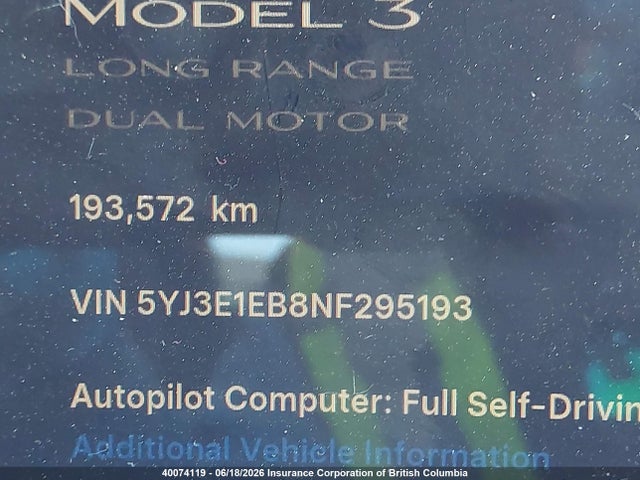 Tesla MODEL 3 2022 5YJ3E1EB8NF295193 Image 14