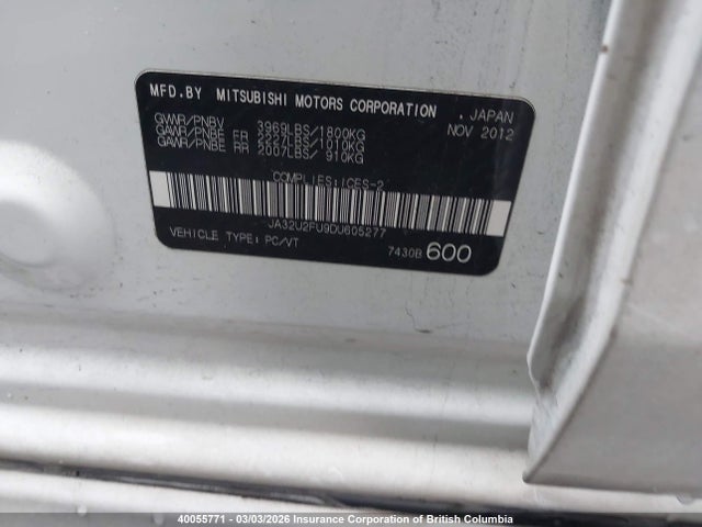 Продаж на аукціоні авто 2013 Mitsubishi Lancer Es/es Sport, vin: JA32U2FU9DU605277, номер лоту: 40055771