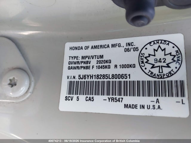 Продаж на аукціоні авто 2005 Honda Element, vin: 5J6YH18285L800651, номер лоту: 40074213