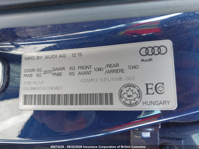 Audi A3 2016 WAUB8GFFXG1065607 Image 9