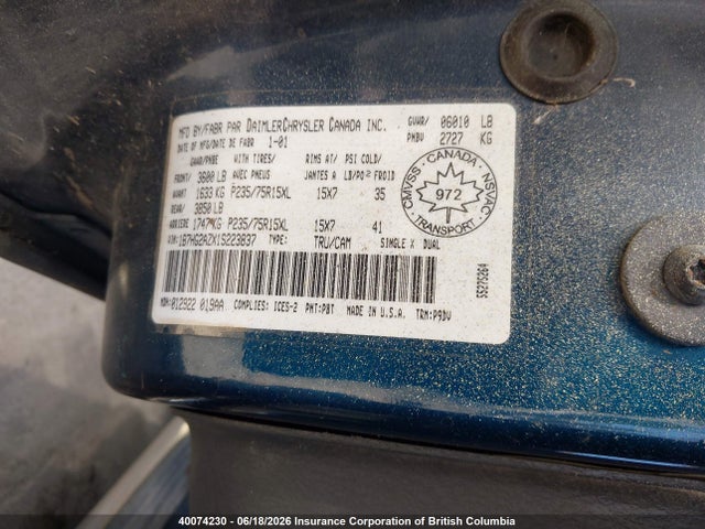 Продажа на аукционе авто 2001 Dodge Dakota Quad, vin: 1B7HG2AZX1S223837, номер лота: 40074230