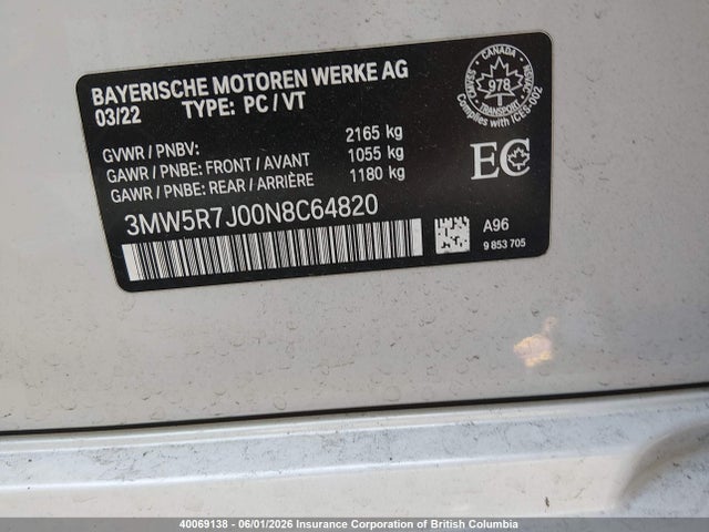 3MW5R7J00N8C64820 BMW 330XI