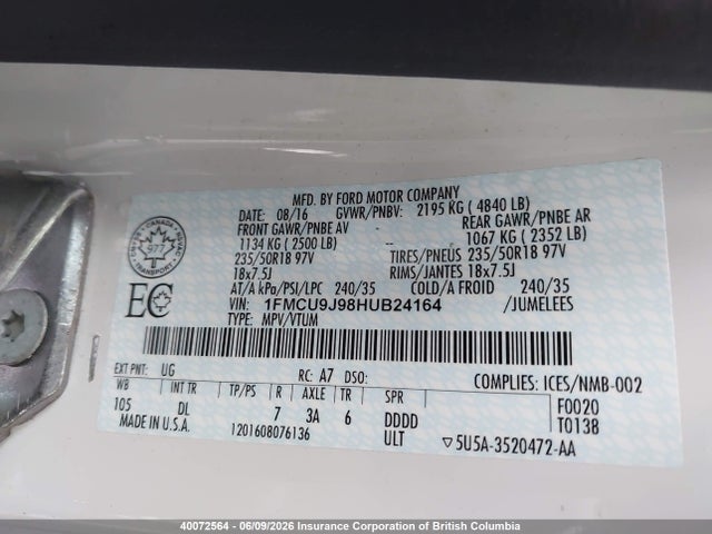 Ford Escape Titanium 2017 1FMCU9J98HUB24164 Image 9