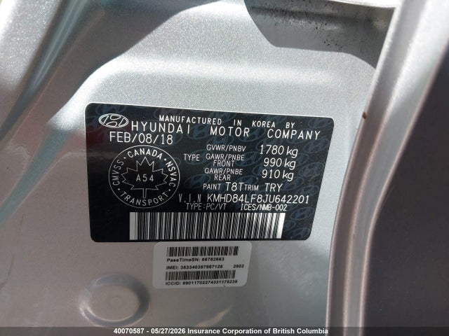 Продаж на аукціоні авто 2018 Hyundai Elantra Sel/value/limited, vin: KMHD84LF8JU642201, номер лоту: 40070587