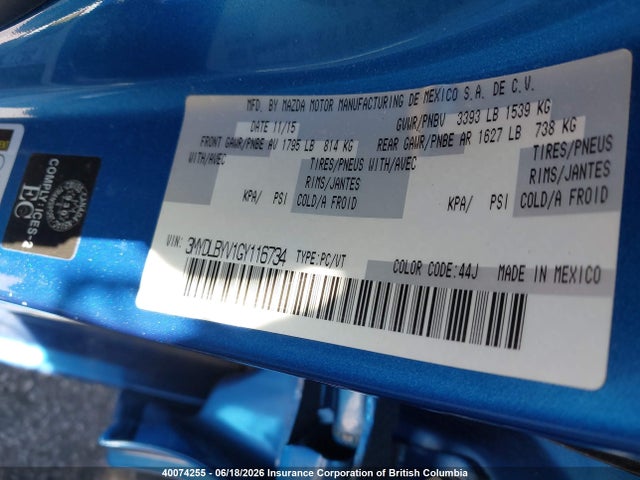 3MYDLBYV1GY116734 Toyota Yaris