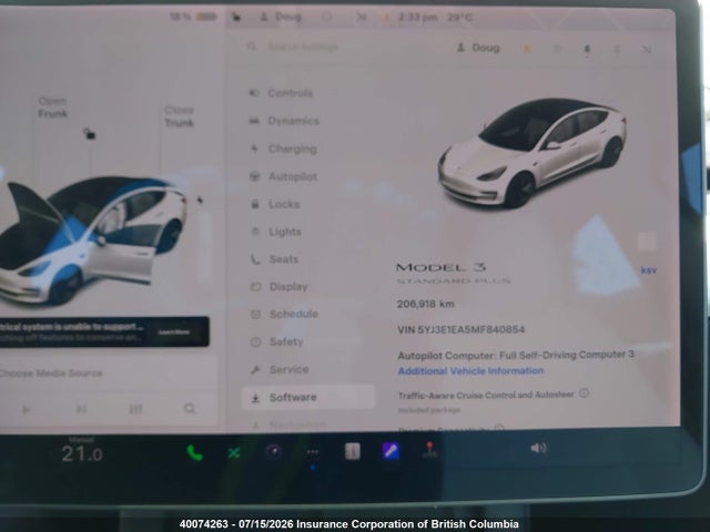 Auction sale of the 2021 Tesla Model 3, vin: 5YJ3E1EA5MF840854, lot number: 40074263