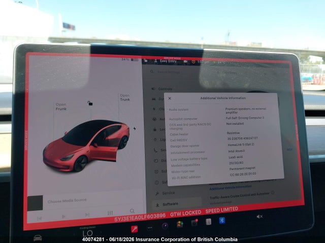 Tesla MODEL 3 2020 5YJ3E1EA0LF603896 Image 7