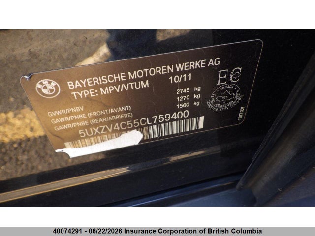 Продажа на аукционе авто 2012 Bmw X5, vin: 5UXZV4C55CL759400, номер лота: 40074291