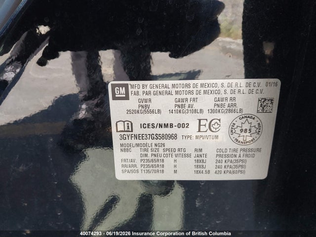 Cadillac SRX 2016 3GYFNEE37GS580968 Image 9