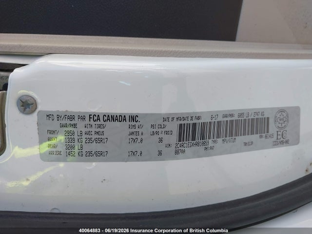 Chrysler Pacifica Touring L Plus 2017 2C4RC1EGXHR810859 Image 9