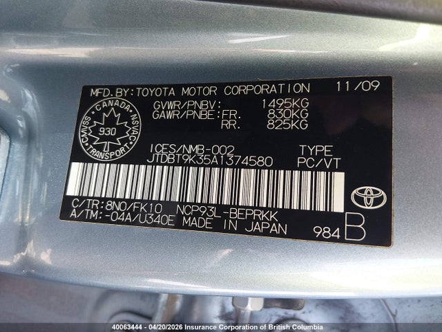 Продажа на аукционе авто 2010 Toyota Yaris, vin: JTDBT9K35A1374580, номер лота: 40063444