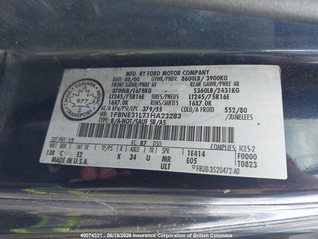 Продажа на аукционе авто 2001 Ford E350, vin: 1FBNE31L71HA23283, номер лота: 40074331