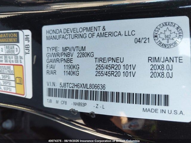 Acura RDX 2021 5J8TC2H6XML806636 Image 9