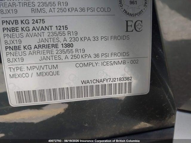 WA1CNAFY7J2183382 Audi Q5 Prestige