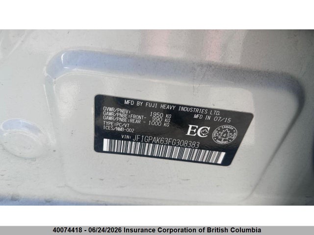 JF1GPAK63FG308383 Subaru Impreza 2.0i Sport Package