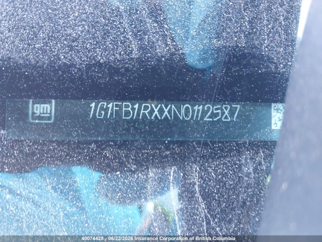 2022 Chevrolet Camaro Ls/lt მანქანა იყიდება აუქციონზე, vin: 1G1FB1RXXN0112587, აუქციონის ნომერი: 40074425