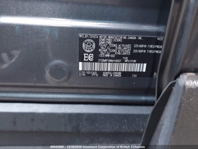 2T3DWRFV6NW149927 Toyota Rav4 Limited