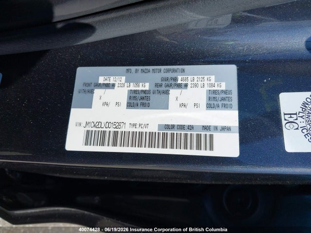 Продаж на аукціоні авто 2013 Mazda 5, vin: JM1CW2DLXD0152871, номер лоту: 40074428