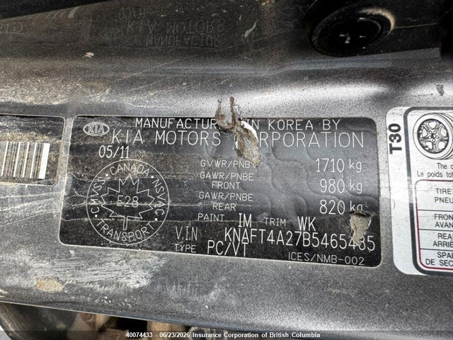 Продажа на аукционе авто 2011 Kia Forte, vin: KNAFT4A27B5465435, номер лота: 40074433