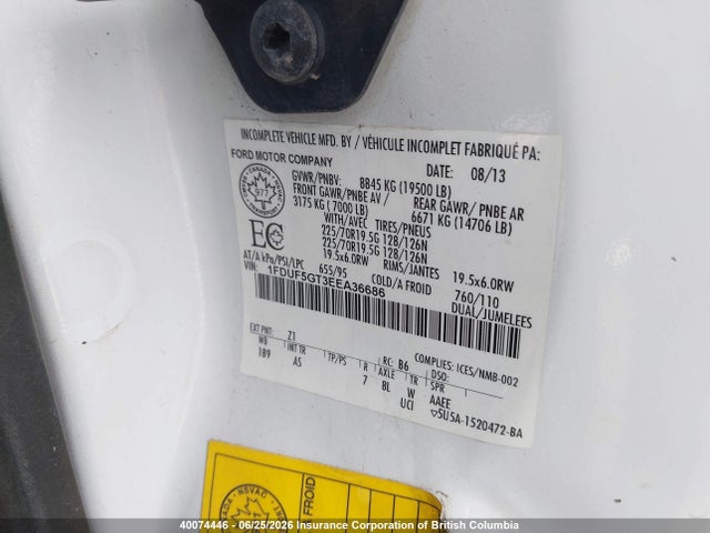 2014 Ford F550 Super Duty მანქანა იყიდება აუქციონზე, vin: 1FDUF5GT3EEA36686, აუქციონის ნომერი: 40074446