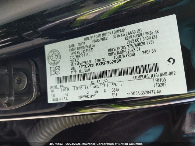 Ford F150 2024 1FTEW3LPXRFB62985 Image 9