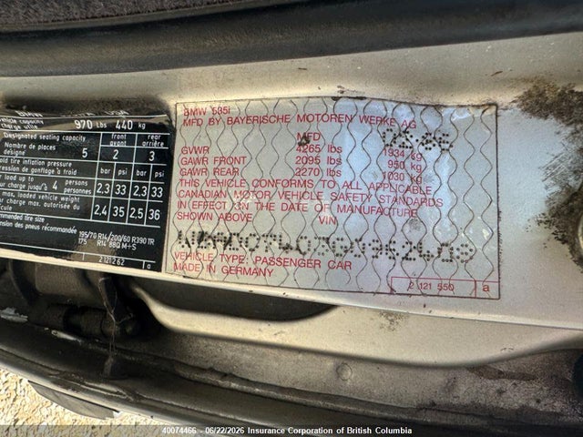 Aukcja sprzedaży 1986 Bmw 535i, vin: WBADC7403G0962408, numer aukcji: 40074466