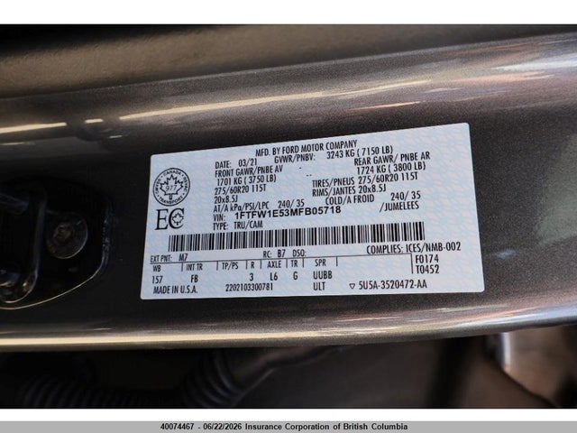 1FTFW1E53MFB05718 Ford F150