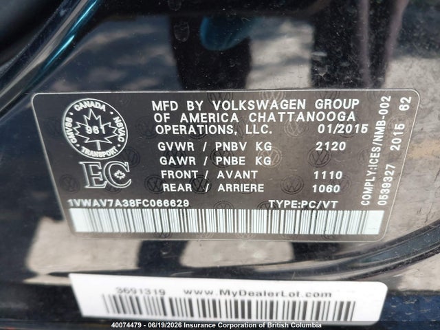 1VWAV7A38FC066629 Volkswagen Passat 2.0 Tdi Trendline