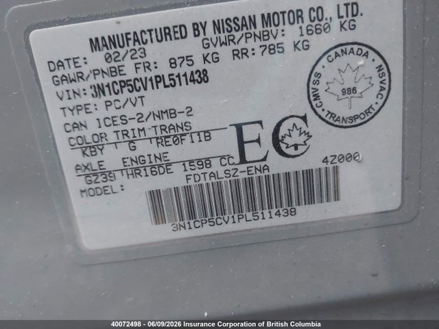Nissan KICKS SV 2023 3N1CP5CV1PL511438 Image 9
