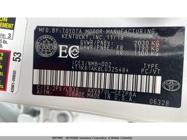 4T1K61AK8LU325484 Toyota Camry