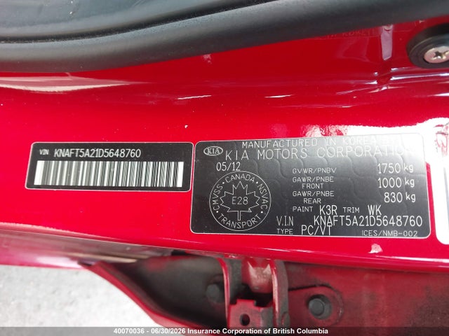 Продажа на аукционе авто 2013 Kia Forte Lx, vin: KNAFT5A21D5648760, номер лота: 40070036