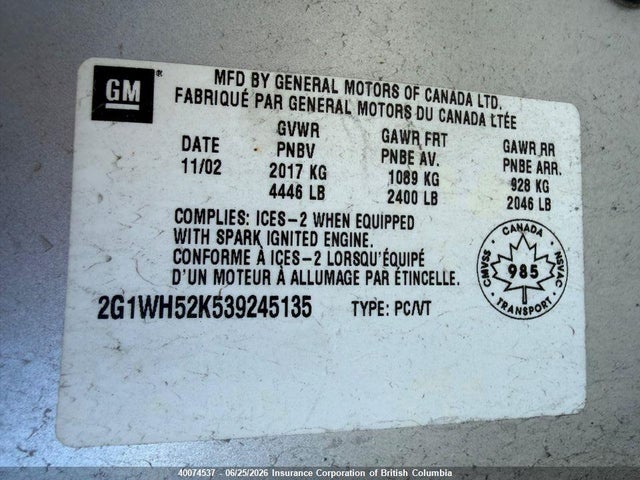 Aukcja sprzedaży 2003 Chevrolet Impala Ls, vin: 2G1WH52K539245135, numer aukcji: 40074537