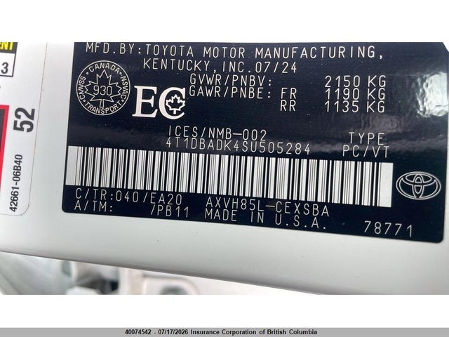 Продажа на аукционе авто 2025 Toyota Camry, vin: 4T1DBADK4SU505284, номер лота: 40074542
