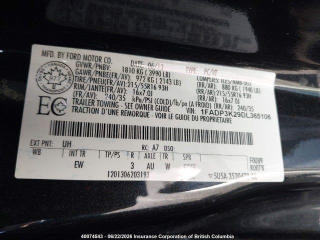 Продаж на аукціоні авто 2013 Ford Focus, vin: 1FADP3K29DL365106, номер лоту: 40074543