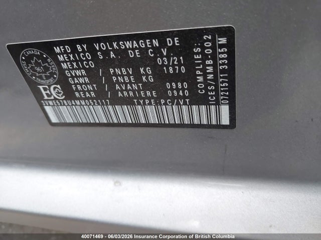 3VWE57BU4MM052117 Volkswagen JETTA SEL