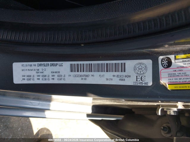 40074558 :رقم المزاد ، 1C3CDZCB0DN759067 vin ، 2013 Dodge Avenger Sxt مزاد بيع