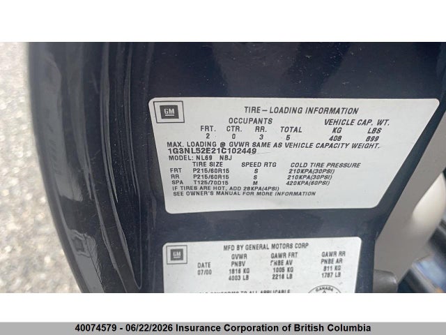 2001 Oldsmobile Alero მანქანა იყიდება აუქციონზე, vin: 1G3NL52E21C102449, აუქციონის ნომერი: 40074579