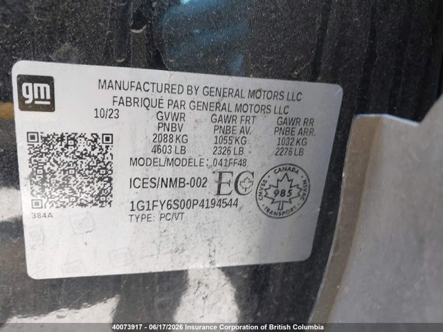 Aukcja sprzedaży 2023 Chevrolet Bolt Euv Lt, vin: 1G1FY6S00P4194544, numer aukcji: 40073917