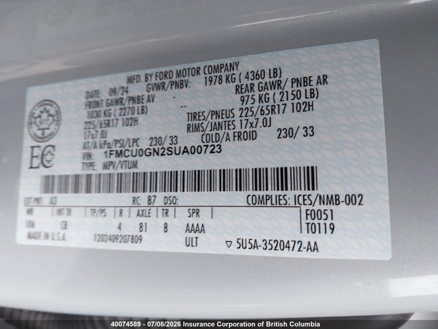 Ford Escape Active 2025 1FMCU0GN2SUA00723 Image 9