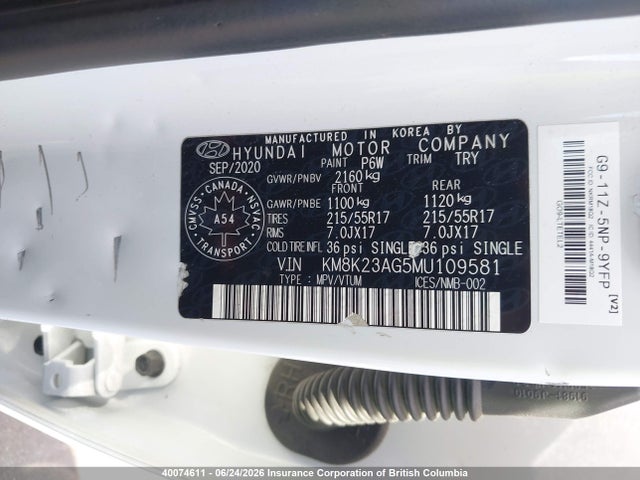 Aukcja sprzedaży 2021 Hyundai Kona, vin: KM8K23AG5MU109581, numer aukcji: 40074611