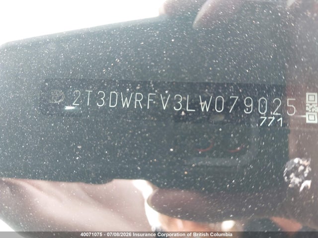 2020 Toyota Rav4 Limited მანქანა იყიდება აუქციონზე, vin: 2T3DWRFV3LW079025, აუქციონის ნომერი: 40071075