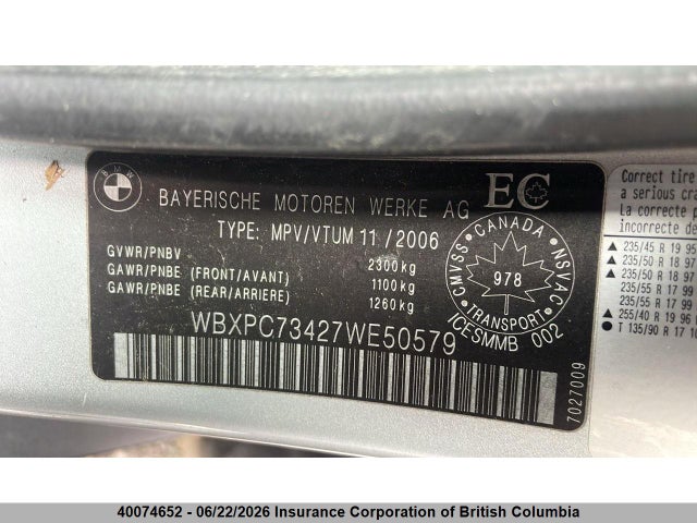 2007 Bmw X3 მანქანა იყიდება აუქციონზე, vin: WBXPC73427WE50579, აუქციონის ნომერი: 40074652