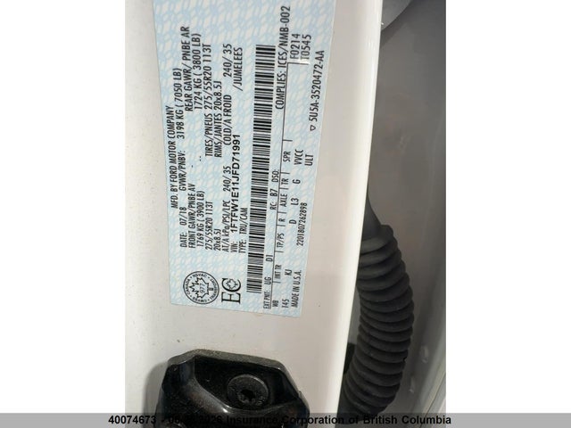 40074673 :رقم المزاد ، 1FTFW1E11JFD71991 vin ، 2018 Ford F150 مزاد بيع